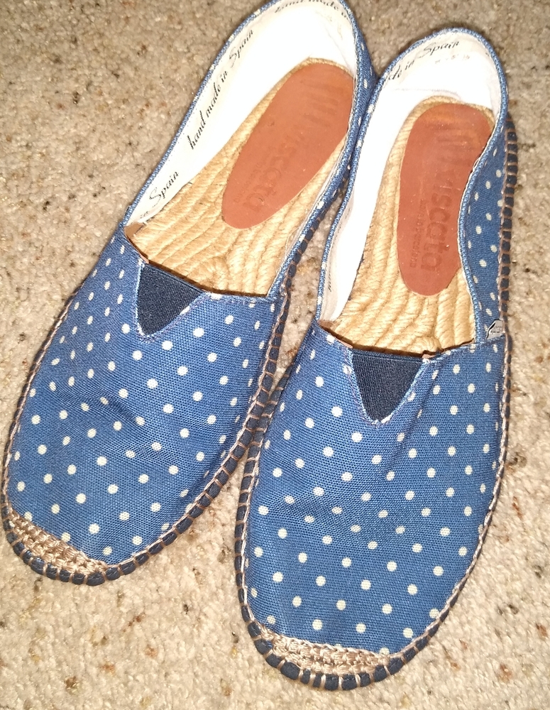NEW VISCATA Born in Barcelona Espadrilles Shoes Blue w Cream Lady's 7 1/2 Lady's